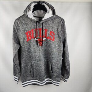 NBA Hoodie Mens M Gray Red Heathered Chicago Bulls Sweatshirt NWT